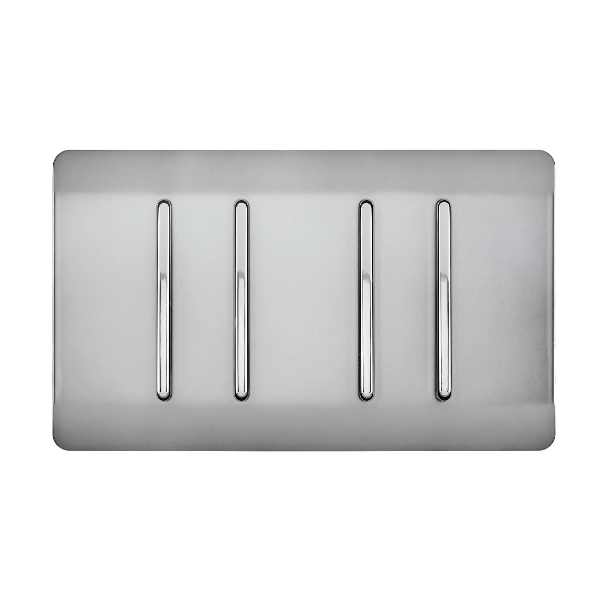 4 Gang (3x2 Way 1x3 Way Intermediate) Brushed Steel